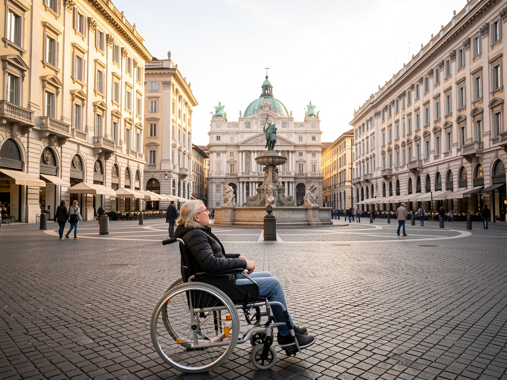 Itinéraire accessible en fauteuil roulant vers piazza San Carlo à Turin
